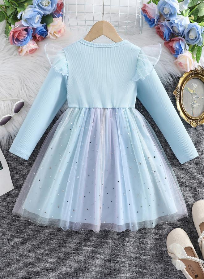 تايك تو فستان شبكي بتفاصيل كشكش وطبعة جرافيك - Image 2