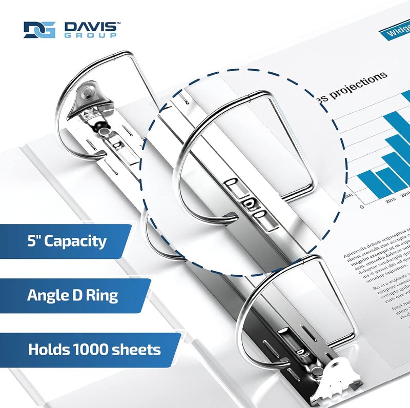 Davis Group Easyview Premium 3-Ring Binders with Clear-View Covers and D Rings, Binders for School or Office, 5 Inch, Pack of 4, White - Image 2