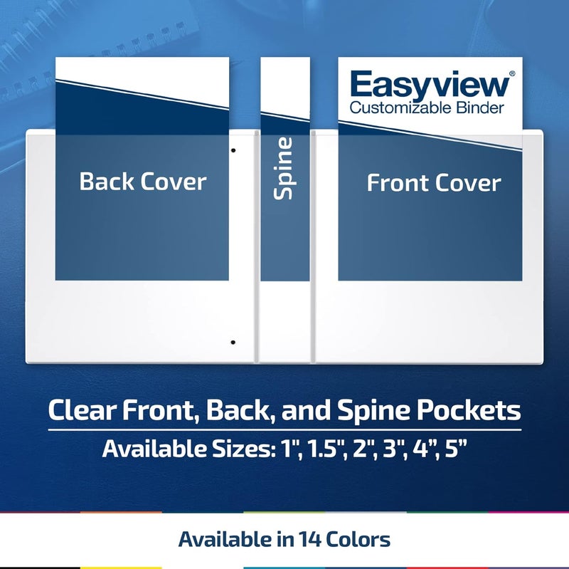 Davis Group Easyview Premium 3-Ring Binders with Clear-View Covers and D Rings, Binders for School or Office, 5 Inch, Pack of 4, White - Image 4