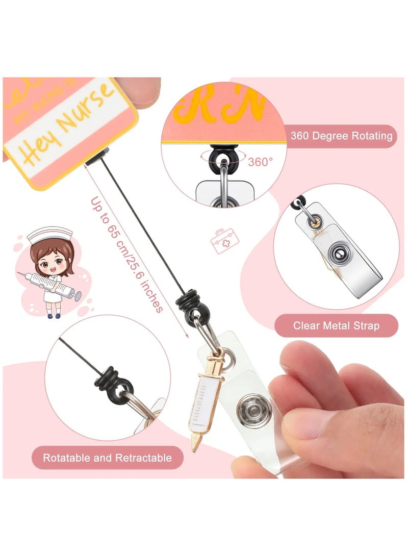 KASTWAVE 5 Pieces Nurse Badge Reel Nurse Retractable Badge  - Image 4