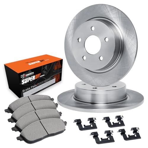 R1 Concepts Rear Brakes and Rotors| Hardware Included| Rear Super Duty Brake Pads and Rotors Kit| Fits 2003-2007 Jeep Liberty; 2003-2006 Jeep TJ, Wrangler - Image 1