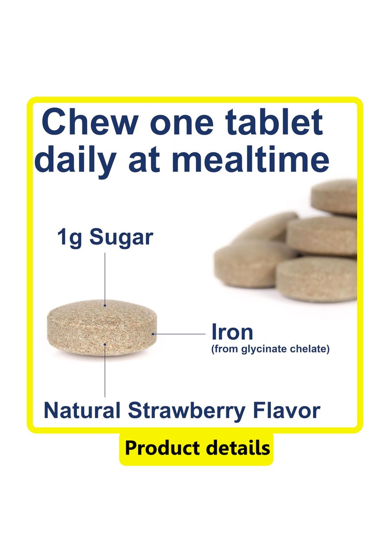 كارلسون حديد للأطفال قابل للمضغ، بنكهة الفراولة الطبيعية، 15 ملغ، 60 قرصًا - Image 3
