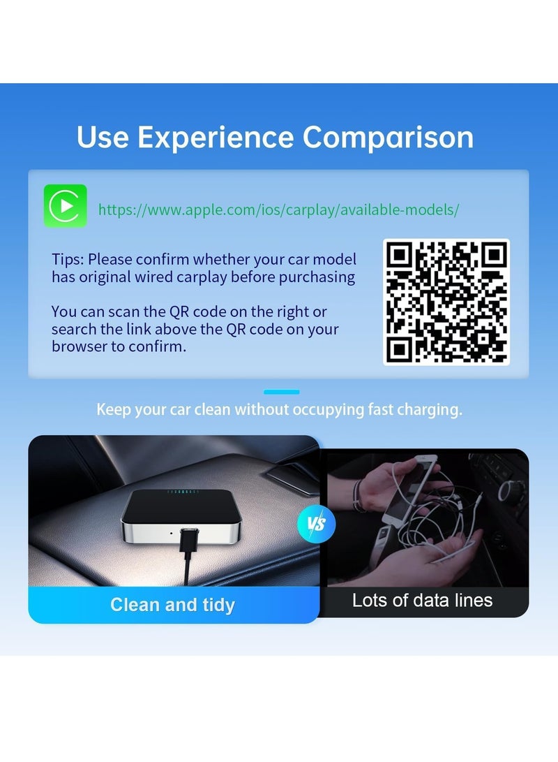 Wireless CarPlay Adapter, Convert Wired CarPlay for Wireless CarPlay, Fit for Factory Wired Carplay Cars from 2015 for iPhone iOS 10+, No Latency Plug Play Black - Image 5