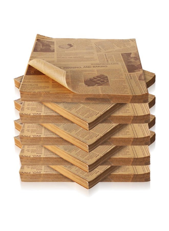 Lemecima 500 Pcs 12 x 12 Inch Deli Wax Paper Sheets Grease Resistant Tray Basket Liners Newsprint Paper Water and Grease Proof Sandwich Wrapping Paper Square Hot Dog Wrappers for Food Baking (Brown) - Image 1