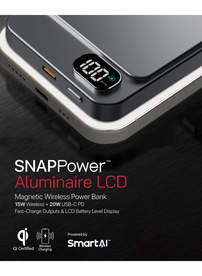 MICRODIA SNAPPower Aluminaire 5000mAh Magnetic Power Bank, 35W PD Fast Charging with LCD Display, MagSafe Wireless Charger for iPhone 15/14/13/12, Samsung S25 Ultra, etc – Charcoal - Image 5