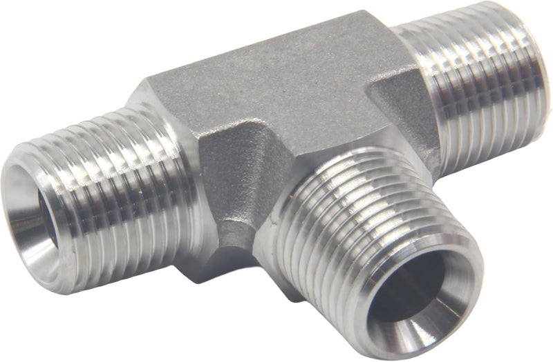 HFS (R) 304 Stainless Steel Forged Pipe Fitting Street Tee - Male MNPT 3-Way Tee Stainless (1/2" Male NPT) - Image 5