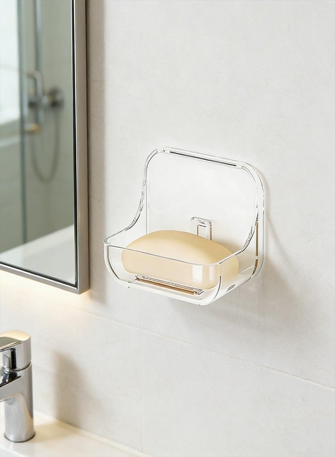 CJFNDFA Soap Dishes 2 Pack Bathroom Soap Holder Shower & Home Use Adhesive Bar Soap Holder for Shower Wall, Bathroom & Tub, Jabonera Drill-Free Clear Soap Dish - Image 4