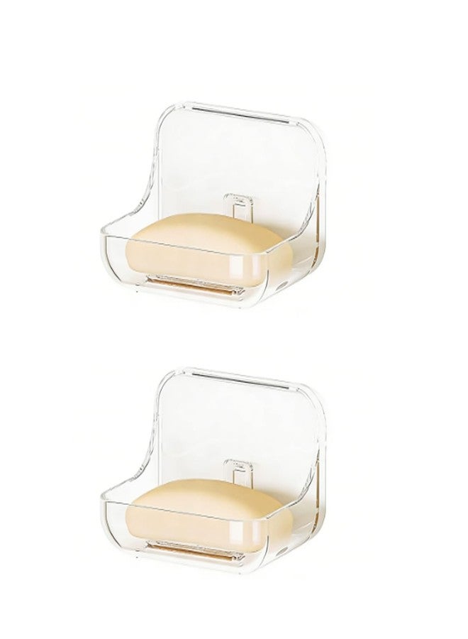 CJFNDFA Soap Dishes 2 Pack Bathroom Soap Holder Shower & Home Use Adhesive Bar Soap Holder for Shower Wall, Bathroom & Tub, Jabonera Drill-Free Clear Soap Dish - Image 1