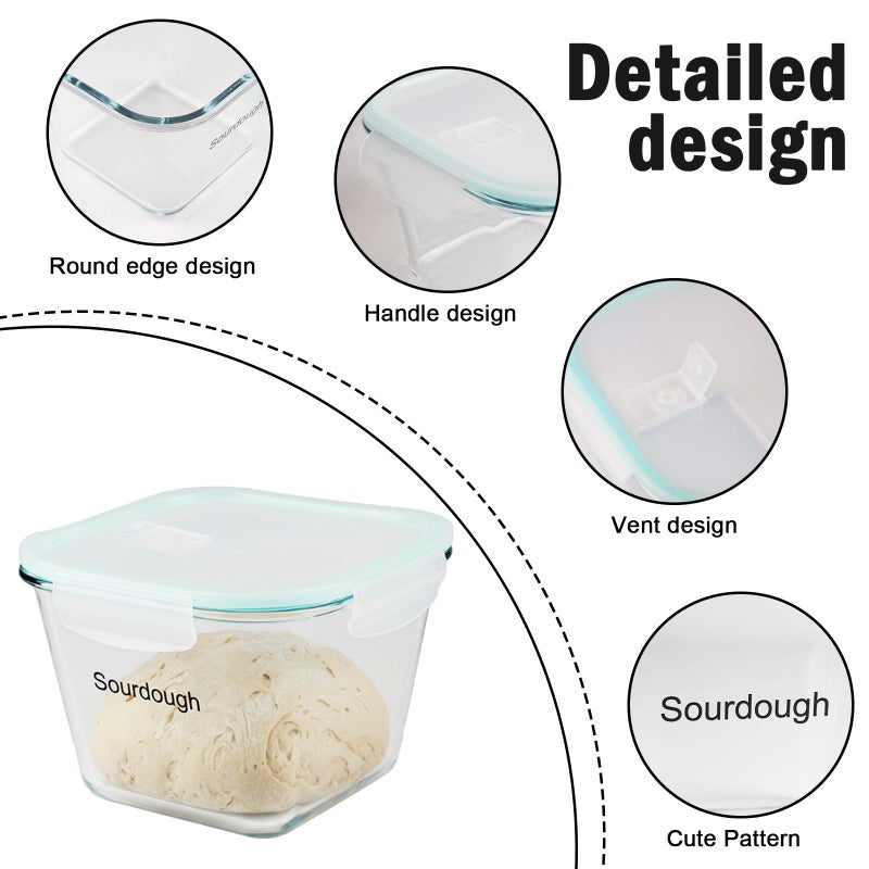 Mowhut 2 Liter Sourdough Starter Jar -Borosilicate Glass Sourdough Jar - Sour Dough Starter Jars for Sourdough with Lid - Large Clear Jars with Wide Mouth - Dishwasher Safe Clear - Image 2