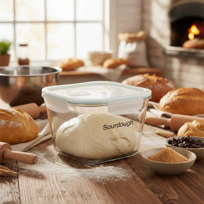 Mowhut 2 Liter Sourdough Starter Jar -Borosilicate Glass Sourdough Jar - Sour Dough Starter Jars for Sourdough with Lid - Large Clear Jars with Wide Mouth - Dishwasher Safe Clear - Image 5