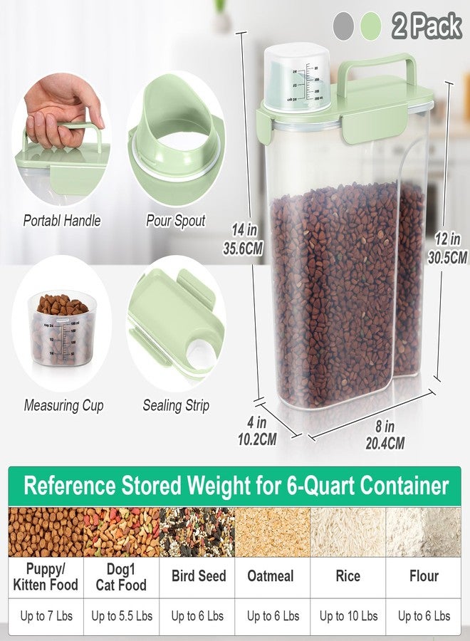 TBMax Pet Dog Cat Food Storage Containers 2 Pack 10 to 14 Lbs, Airtight Cat Food Dispenser with Large Spout & Portable Handle, Travel Dog Treat Storage Bin Bird Seed Container -Light Green/Light Grey - Image 2