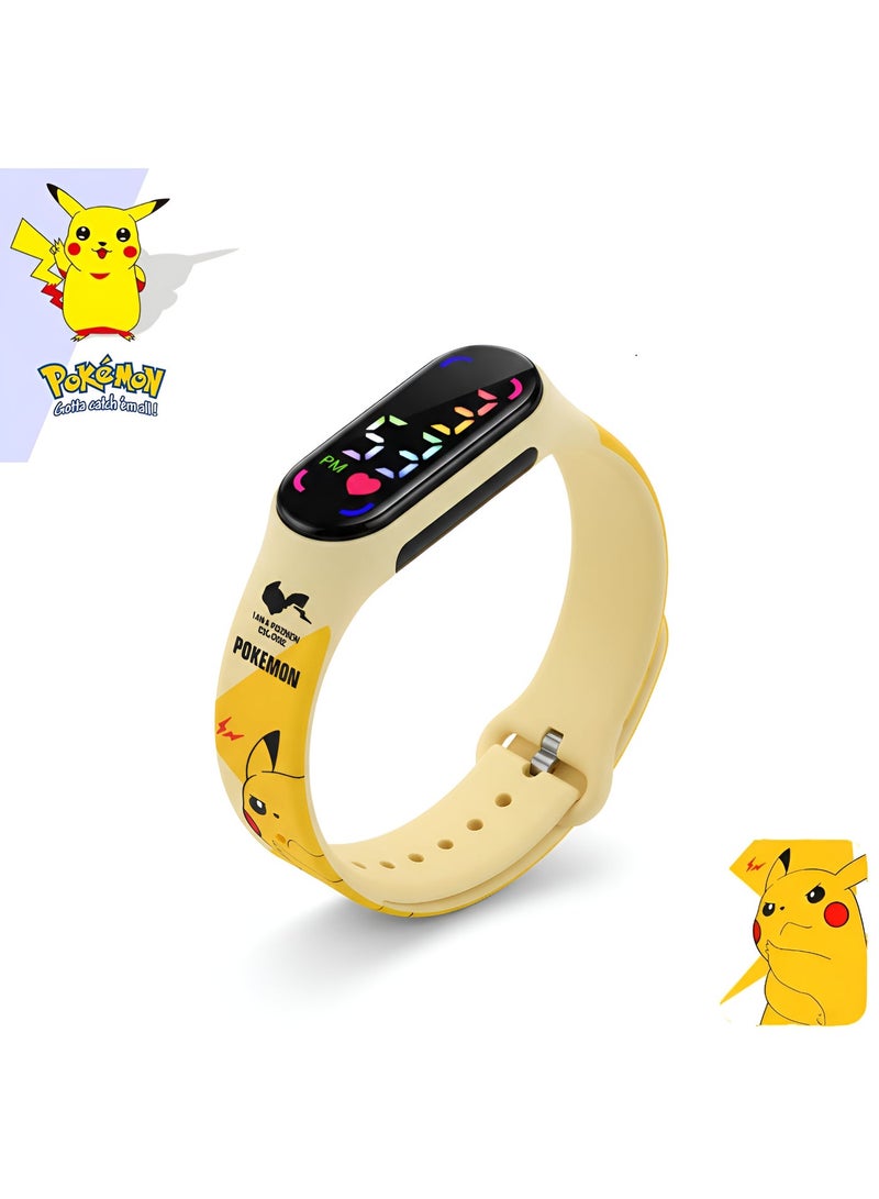 Pokemon Kids Digital LED Watch Pikachu Design – Adjustable Cartoon Wrist Watch with Touch Display – Lightweight Strap for Boys & Girls - Image 1