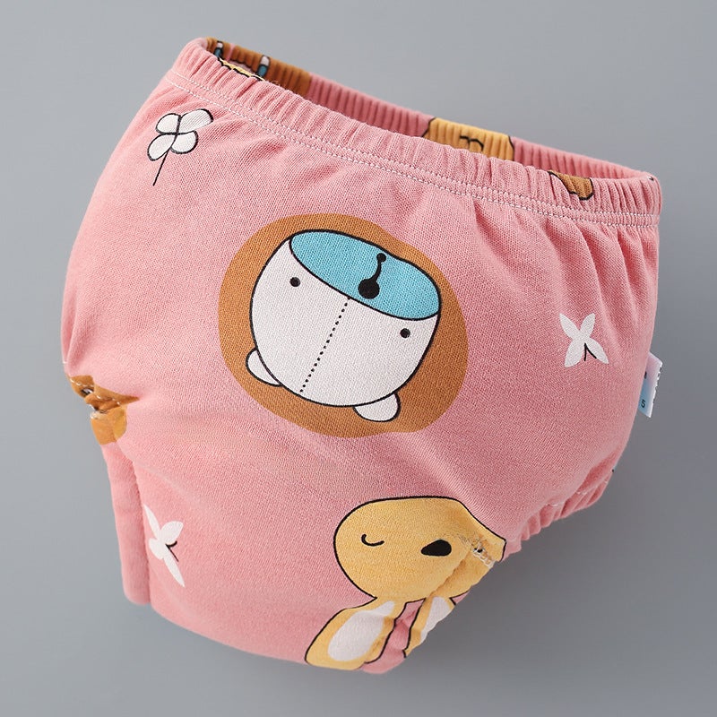Baby Training Pants 6-Layer Washable Cloth Diaper Pink Bear 