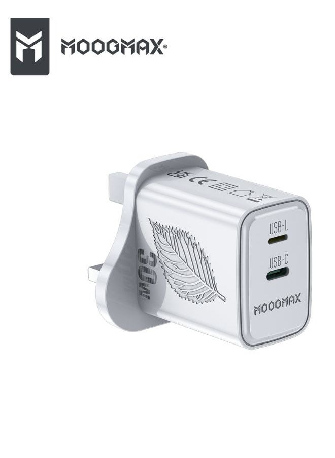 MOOGMAX 30W GaN PD Charger Head, Wall Adapter for High-Speed Power Delivery, Wall Plug, Type-C Plug, Triple Plug, Electrical Plug, Type-C Charger Head, Original Samsung Charger Head, Original iPhone Charger Head.  - Image 2