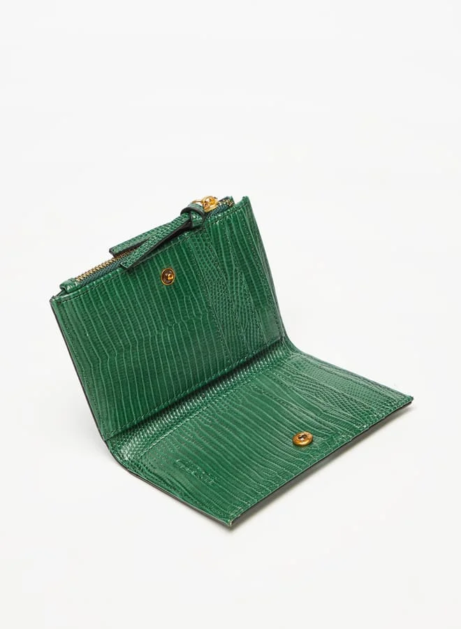 Celeste Women Textured Card Holder with Press Button and Zip Closure