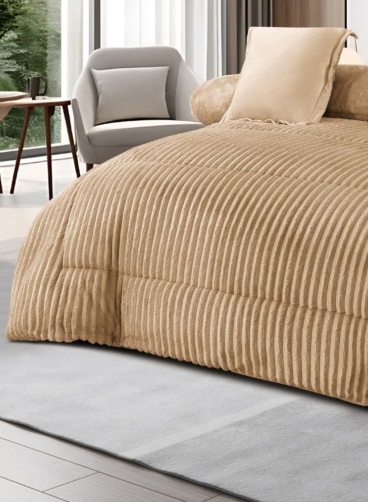 Ming Li Winter double bedspread with geometric design made of soft fur, consisting of 8 pieces (1 bedspread + 1 fitted sheet + 4 pillowcases + 2 square pillowcases). Bedspread size: 230X250 cm - Image 3