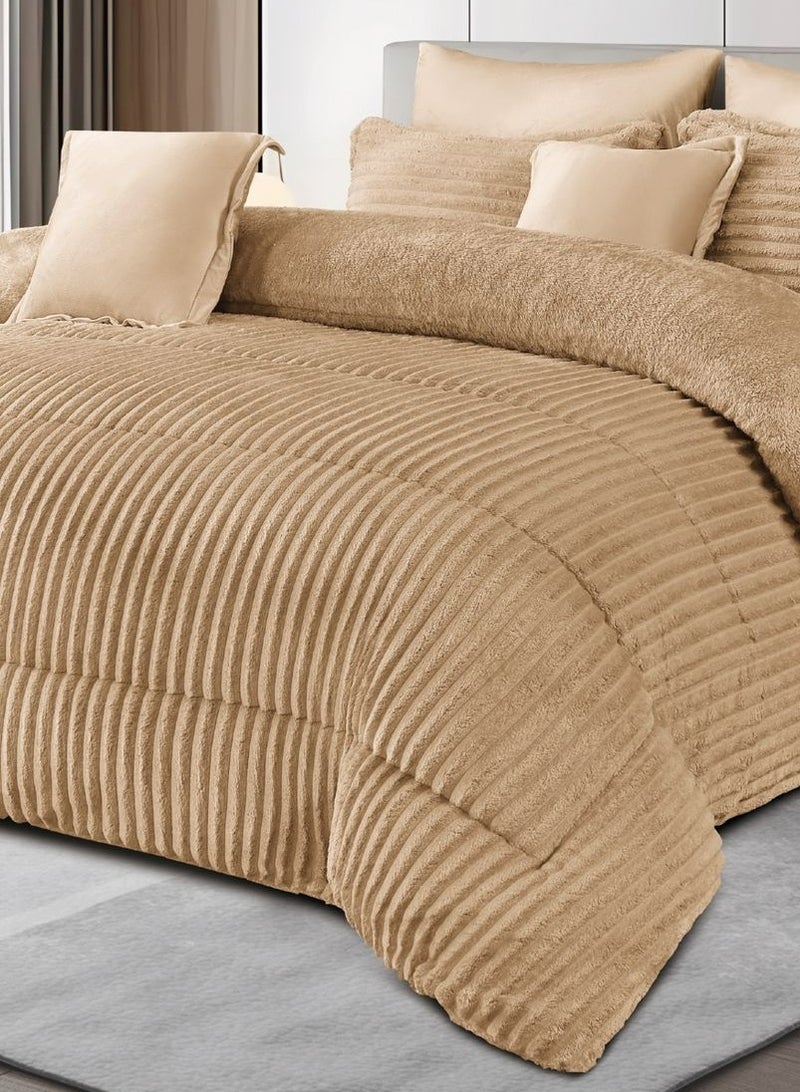 Ming Li Winter double bedspread with geometric design made of soft fur, consisting of 8 pieces (1 bedspread + 1 fitted sheet + 4 pillowcases + 2 square pillowcases). Bedspread size: 230X250 cm - Image 4