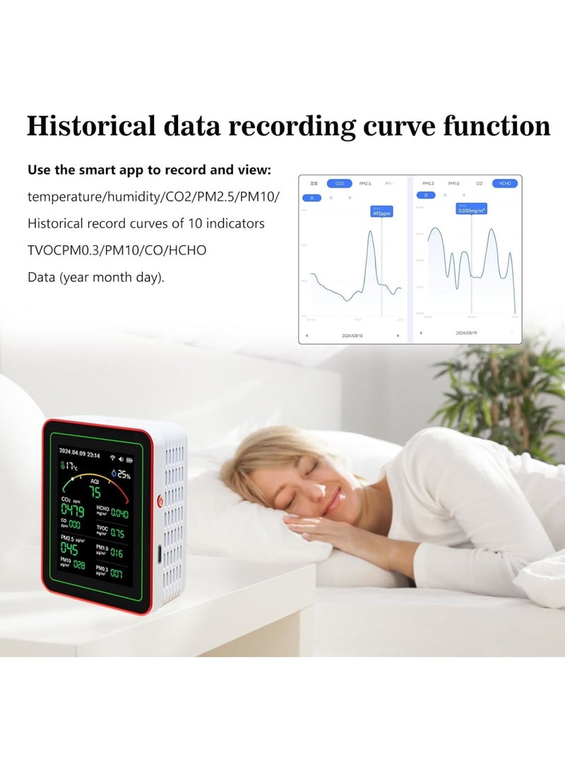 KASTWAVE Air Quality Monitor, Real-Time Indoor Air Pollution Detector with CO2, PM2.5, TVOC & More, Portable Air Health Tester for Home & Office, Room Temperature and Humidity Meter, for Home & Office  - Image 4