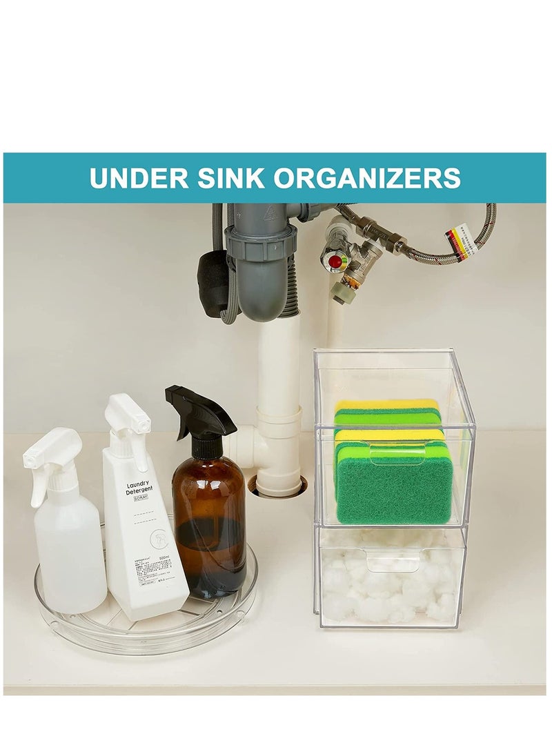 Cosmetic Organizer Cosmetic Display Case Storage Drawer Acrylic Bathroom Organizer Clear Plastic Storage Box 2pcs