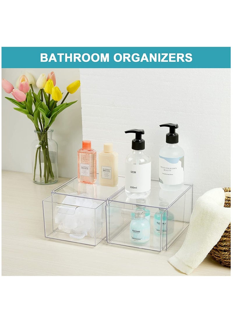 Cosmetic Organizer Cosmetic Display Case Storage Drawer Acrylic Bathroom Organizer Clear Plastic Storage Box 2pcs