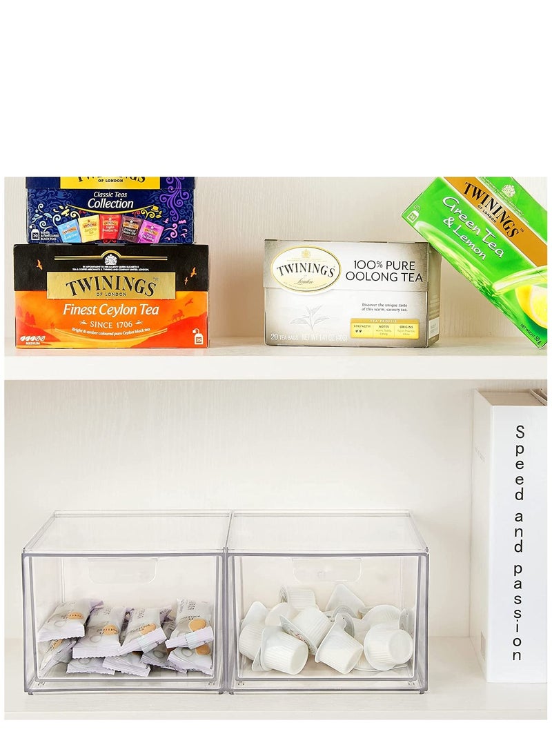 Cosmetic Organizer Cosmetic Display Case Storage Drawer Acrylic Bathroom Organizer Clear Plastic Storage Box 2pcs