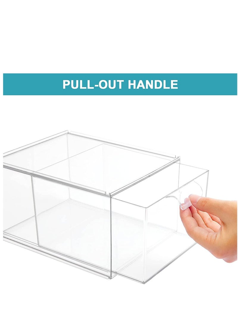 Cosmetic Organizer Cosmetic Display Case Storage Drawer Acrylic Bathroom Organizer Clear Plastic Storage Box 2pcs
