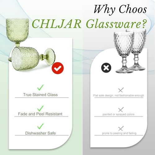 CHLJAR Green Vintage Wine Glasses set of 6 Goblets Glassware, 14 oz Green Wine Glasses, Vintage Colored Glass Goblet for Wedding, Party, Red Wine Glass, Bars, Restaurants Dishwasher Safe - Image 4