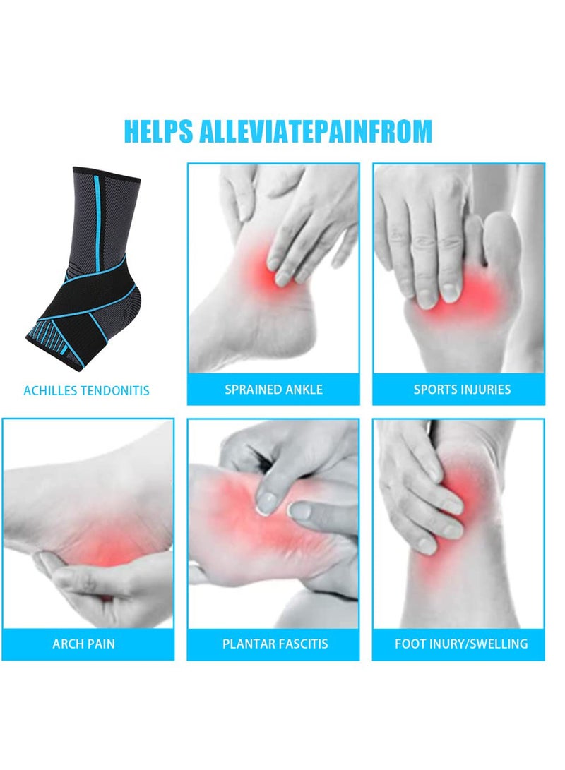 Ankle Braces, Adjustable Compression Ankle Support Brace, Heel Spur Brace Ankle Sleeve for Injury Recovery, Achilles support and Strong Ankle Brace Sports Protection for Women Men - Image 3