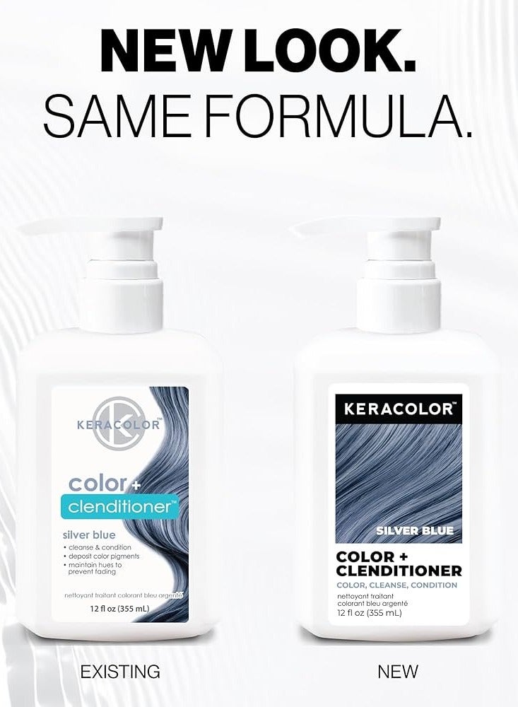 كيراكلر Keracolor Clenditioner SILVER BLUE Hair Dye - Semi Permanent Hair Color Depositing Conditioner, Cruelty-free, 12 Fl. Oz. - Image 2