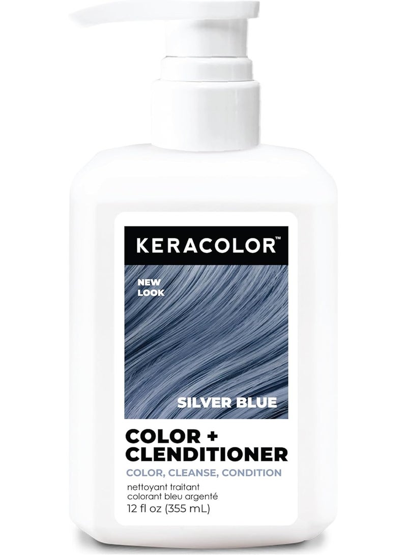 كيراكلر Keracolor Clenditioner SILVER BLUE Hair Dye - Semi Permanent Hair Color Depositing Conditioner, Cruelty-free, 12 Fl. Oz. - Image 1