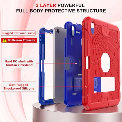 Sibeitu Case for iPad 11th A16/ 10th Generation 10.9 Inch 2025/2022, Hard 10th Gen i Pad Case with Stand & Pencil Holder, Shockproof Protective 10.9 inch iPad 10th Gen Cover for Kids Girls Boys, Red - Image 3