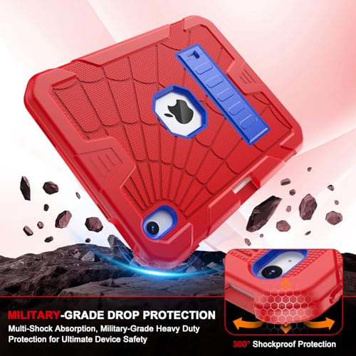 Sibeitu Case for iPad 11th A16/ 10th Generation 10.9 Inch 2025/2022, Hard 10th Gen i Pad Case with Stand & Pencil Holder, Shockproof Protective 10.9 inch iPad 10th Gen Cover for Kids Girls Boys, Red - Image 4