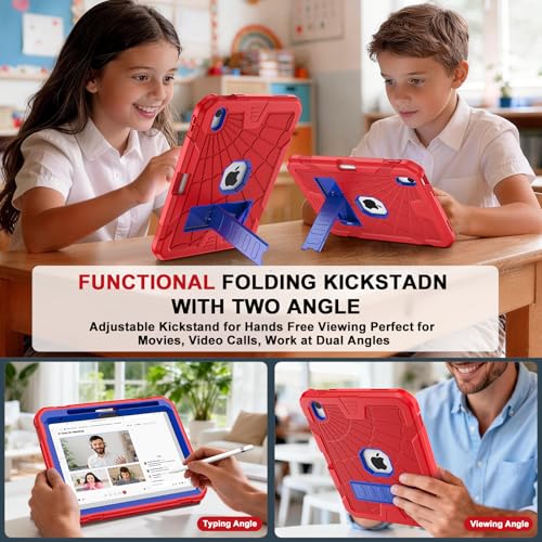 Sibeitu Case for iPad 11th A16/ 10th Generation 10.9 Inch 2025/2022, Hard 10th Gen i Pad Case with Stand & Pencil Holder, Shockproof Protective 10.9 inch iPad 10th Gen Cover for Kids Girls Boys, Red - Image 5