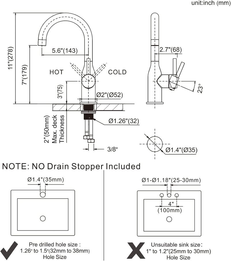 WOWOW Brushed Gold Bar Sink Faucet Single Hole Bar Faucet 1 Handle Small Kithcen Faucet for Wet Bar and RV Sink - Image 4