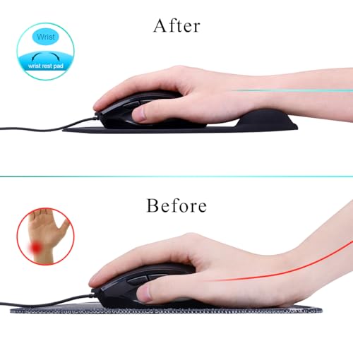 JIKIOU Mouse Pad, 2 Pack Ergonomic Mouse Pads with Comfortable Gel Wrist Rest Support and Smooth Cloth, Non-Slip PU Base for Easy Typing Pain Relief Durable and Easy to Clean Small Black - Image 3