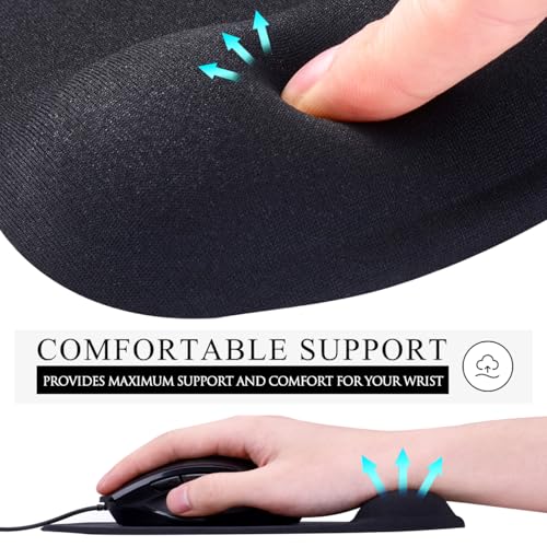JIKIOU Mouse Pad, 2 Pack Ergonomic Mouse Pads with Comfortable Gel Wrist Rest Support and Smooth Cloth, Non-Slip PU Base for Easy Typing Pain Relief Durable and Easy to Clean Small Black - Image 4
