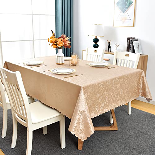 Romanstile Rectangle Vinyl Tablecloth,100% Waterproof Heavy Duty Oil Spill Proof Stain Resistant Plastic PU Table Cover with Flannel Backing for Kitchen, Dining (Rose Champagne, 52 x 70) - Image 4