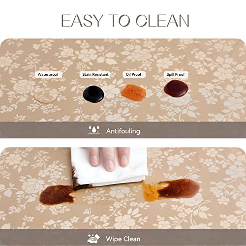 Romanstile Rectangle Vinyl Tablecloth,100% Waterproof Heavy Duty Oil Spill Proof Stain Resistant Plastic PU Table Cover with Flannel Backing for Kitchen, Dining (Rose Champagne, 52 x 70) - Image 3