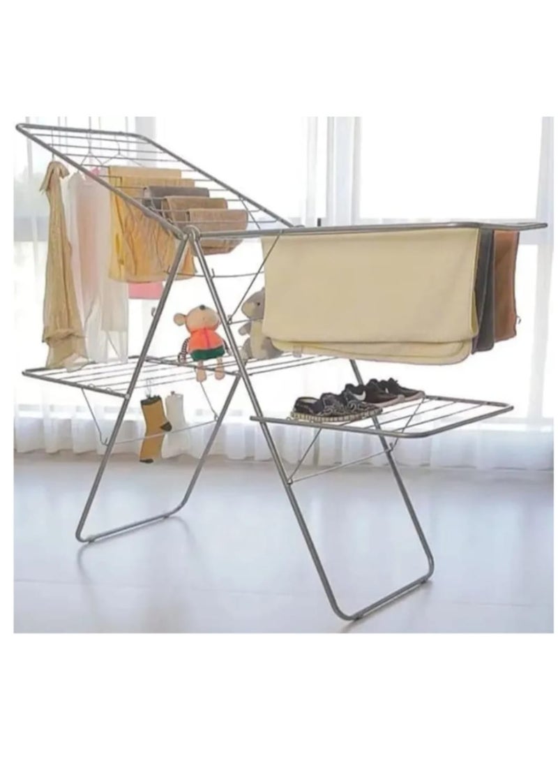 Stainless Steel Foldable Laundry Drying Rack with Side Wings – 19 Meters Multi-Purpose Clothes and Shoes Dryer Stand - Image 2