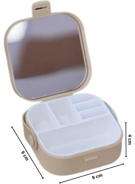 بييف House By House Mini Makeup Jewelry Box with Mirror Inside Bag Cappuccino