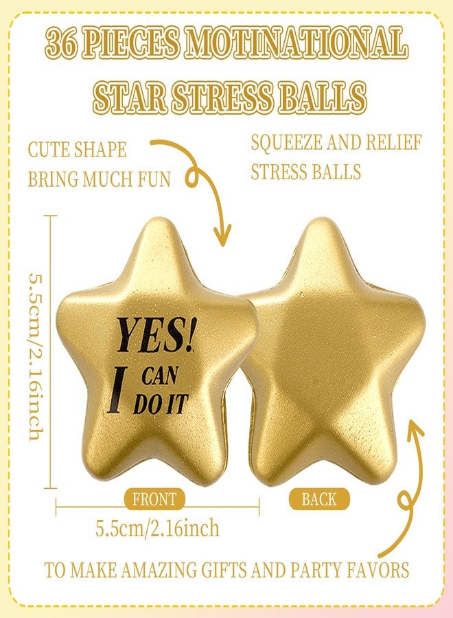 Hftjtsa 36 Pieces Star Stress Balls Mini Foam Ball Stress Relief Squeeze Toys 2.16 Inch Foam Mini Motivational Star Ball Inspirational Squeeze Balls Bulk for Students Rewards Adults Bag Filler Party Favors - Image 2