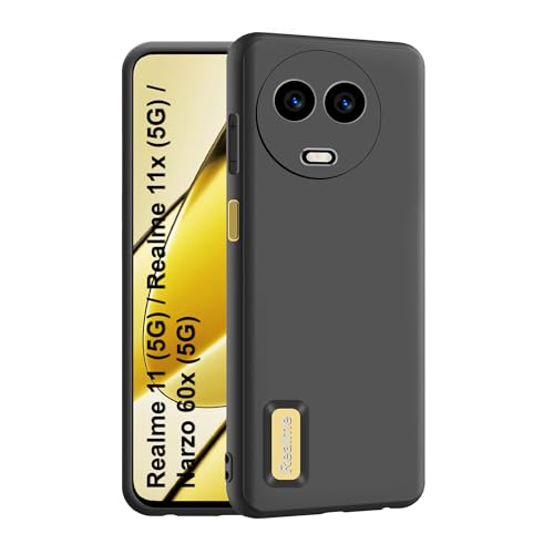 CEDO Back Cover for Realme 11 / 11x / Realme Narzo 60x (5G) | Camera Bump Protection & Inner Velvet Fabric Lining | Ultra Slim Matte Soft Rubberised Case Cover (Black) - Image 1