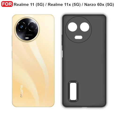 CEDO Back Cover for Realme 11 / 11x / Realme Narzo 60x (5G) | Camera Bump Protection & Inner Velvet Fabric Lining | Ultra Slim Matte Soft Rubberised Case Cover (Black) - Image 2