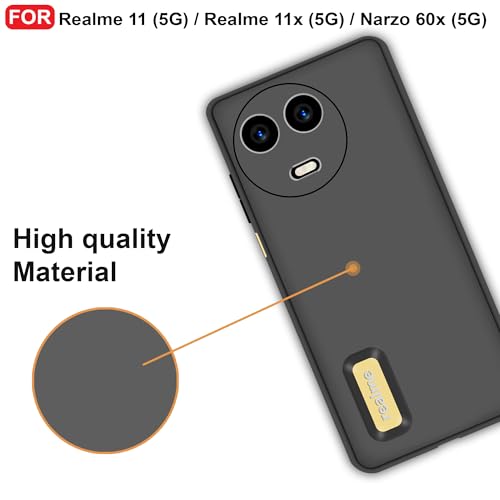 CEDO Back Cover for Realme 11 / 11x / Realme Narzo 60x (5G) | Camera Bump Protection & Inner Velvet Fabric Lining | Ultra Slim Matte Soft Rubberised Case Cover (Black) - Image 5