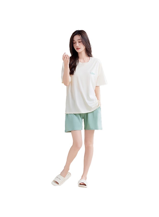 Your Sun Comfortable And Cool Modal Padded Women's Pajamas Set For Summer With Short Sleeves And Shorts Loose-fit Home Wear For Outer Wear - Image 2