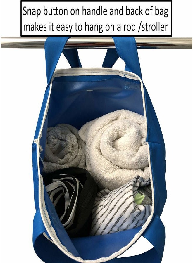 MOM & BAB Wet Bags for Baby | Travel | Cloth Diapers | Swimsuits and Towel | Wet Dry Bag for Breast Pump Parts, Gym, Yoga | Water & Odor Resistant (Blue&Gray) - Image 5