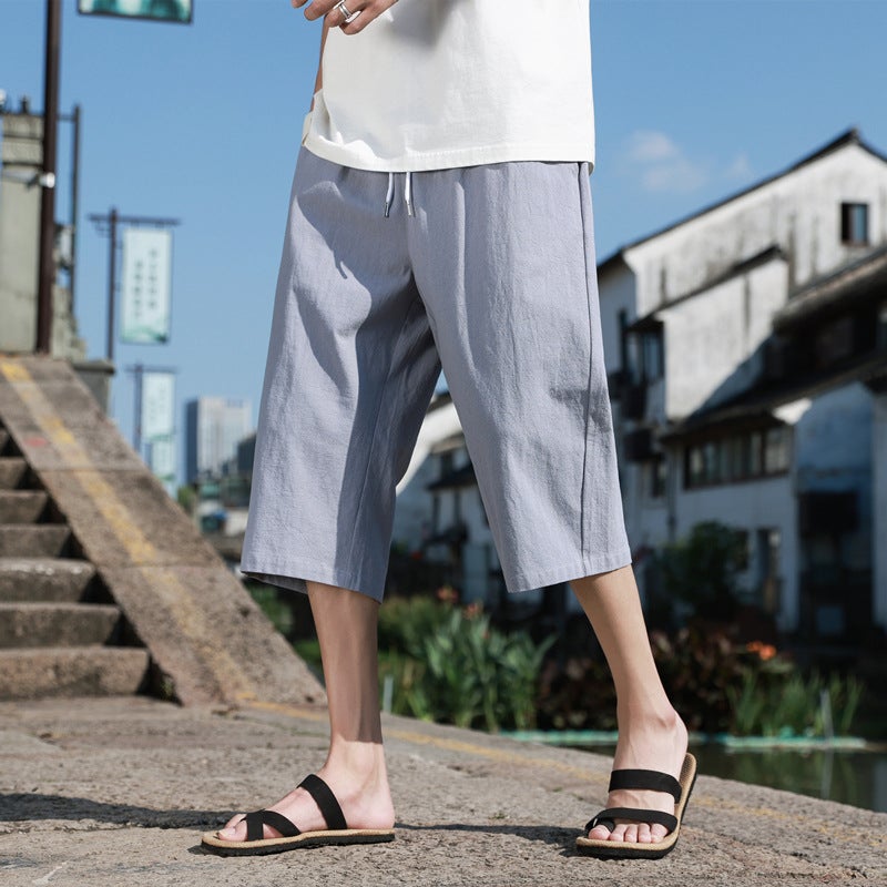 Cropped Pants 7 Student Beach Shorts Large Pants Chinese Style New Chinese Style Cotton Linen Linen Casual Pants K918 - Image 5