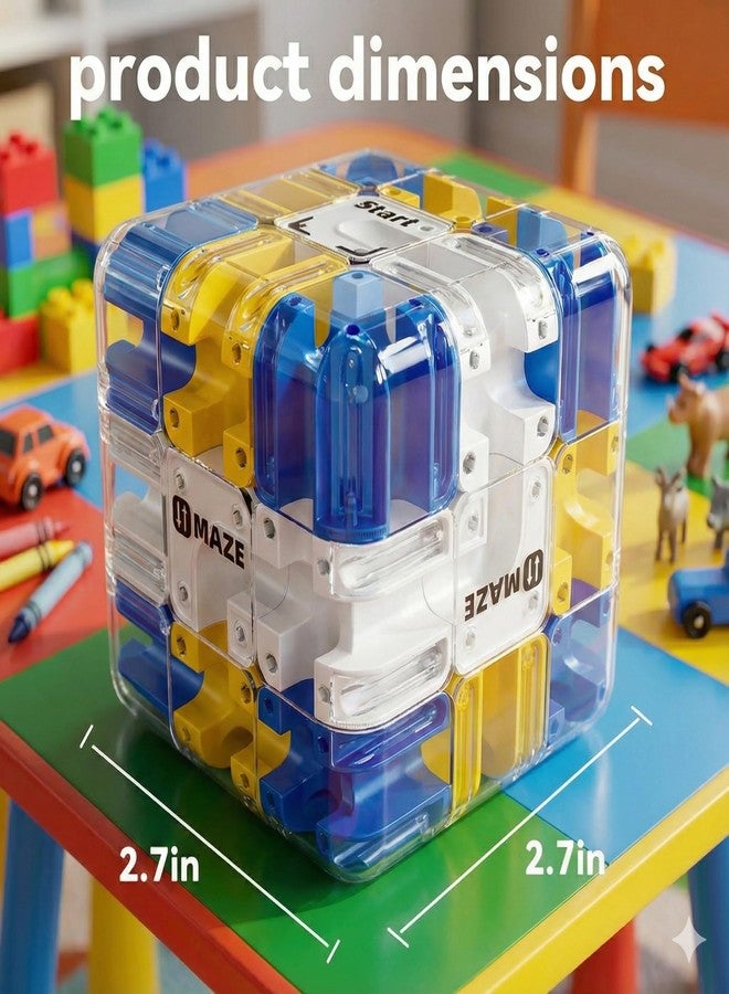 TNDCKP 3D Rolling Ball Maze Cube & Marble Maze Puzzle - Large Labyrinth Brain Teaser Toy for Kids Ages 4-8, 8-12 & Adults. Challenging 3D Puzzle Game. Best Travel Birthday Gift (Blue) - Image 4