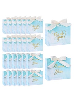 Joyelink 24PCS Small Thank You Gift Bags, Mini Party Favor Bags Light Blue Candy Bags Treat Boxes Paper Gift Bags with Bow Ribbon for Wedding  Bridal Baby Shower Birthday Party  - Image 1