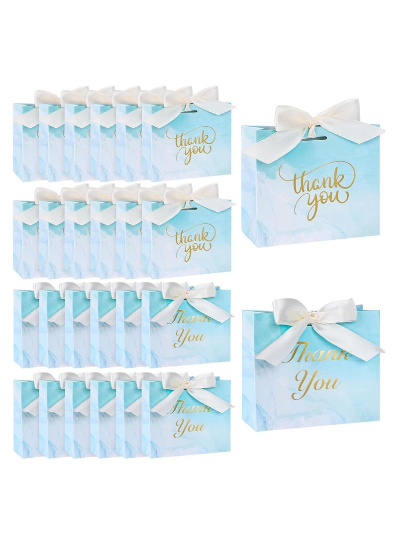 Joyelink 24PCS Small Thank You Gift Bags, Mini Party Favor Bags Light Blue Candy Bags Treat Boxes Paper Gift Bags with Bow Ribbon for Wedding  Bridal Baby Shower Birthday Party  - Image 1